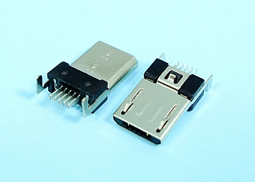 LMCUB-22TCH051T12BL1 MICRO USB  5Pin Male Vertical SMT Shell DIP (CUT Board Type 3)